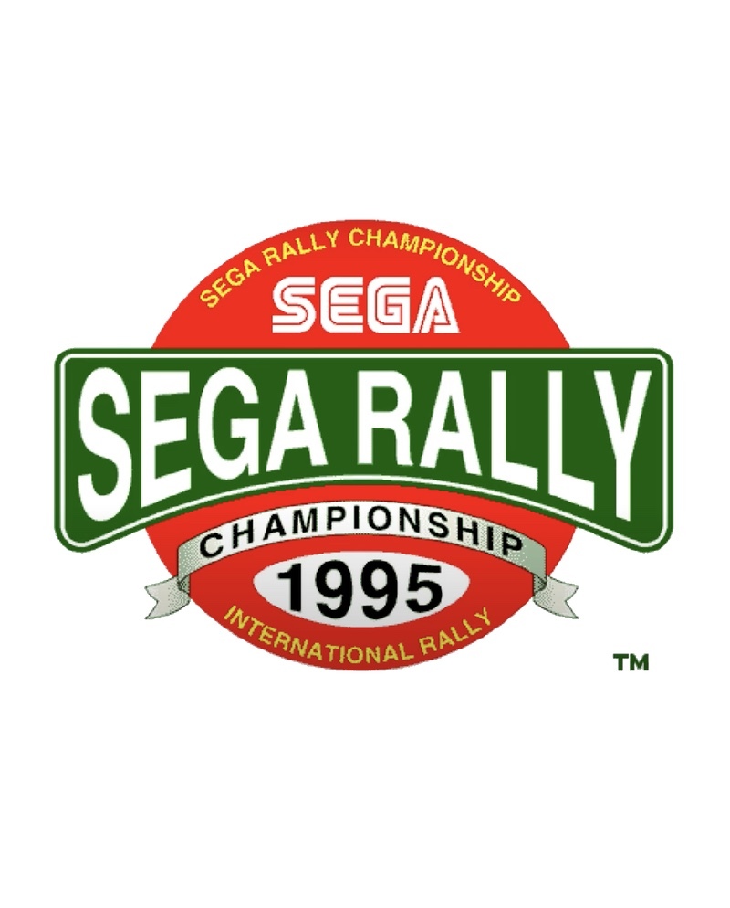 Sega Rally Championship title screen poster / Sega Rally Championship arcade title screen on a white portrait background / Image credit: SEGA