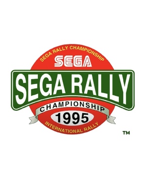 Sega Rally Championship title screen poster / Sega Rally Championship arcade title screen on a white portrait background / Image credit: SEGA