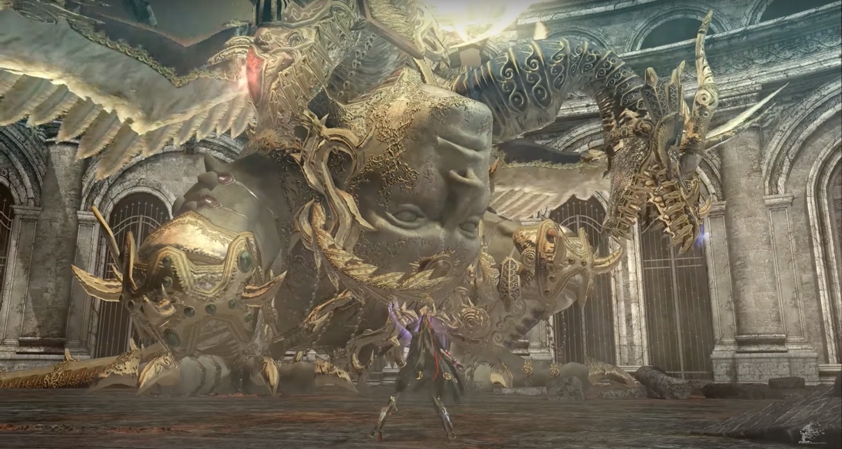 Bayonetta boss fight with Fortitudo, PC version / Screen-grabbed from "Bayonetta - Fortitudo Boss Fight Pure Platinum (4K 60FPS)" by 4K no HUD Gameplay on YouTube / Image credit: PlatinumGames Inc / SEGA