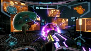 Metroid Prime Remastered combat gameplay / Sorry, we don't have accessible text for this image :( / Image credit: Nintendo