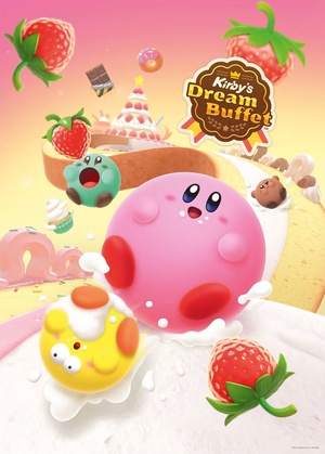 Kirby's Dream Buffet poster / Poster included in the Multiplayer Festival Poster Set offered as a My Nintendo platinum points reward by Nintendo UK. / Image credit: Nintendo