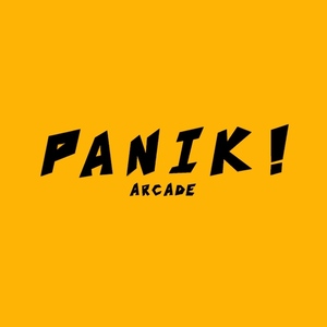 Panik Arcade logo / Company logo for Panik Arcade, with the company name in jagged black lettering on a flat yellow background. / Image credit: Panik Arcade